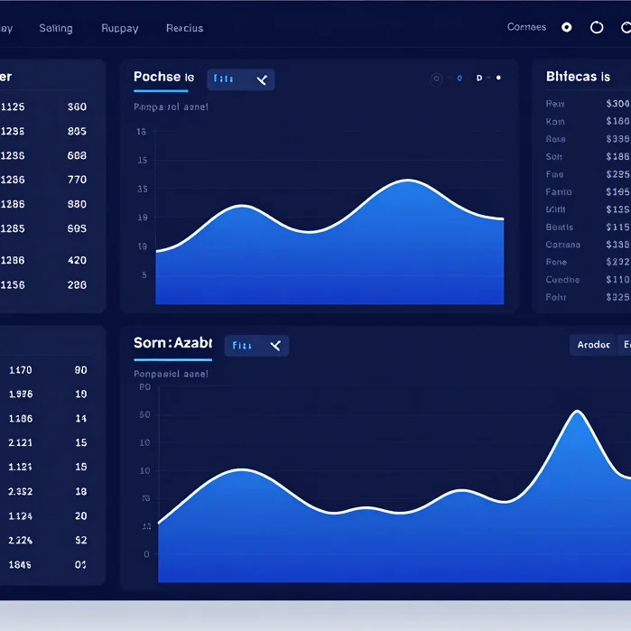 Clean cryptographic grid layout, stock market analytics interface