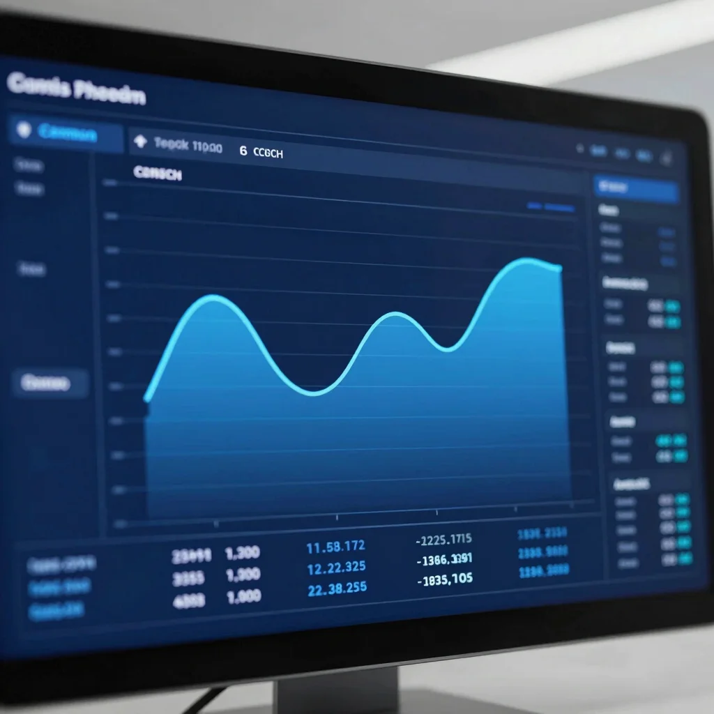 Macro detail on financial curves, modern digital terminal graphic